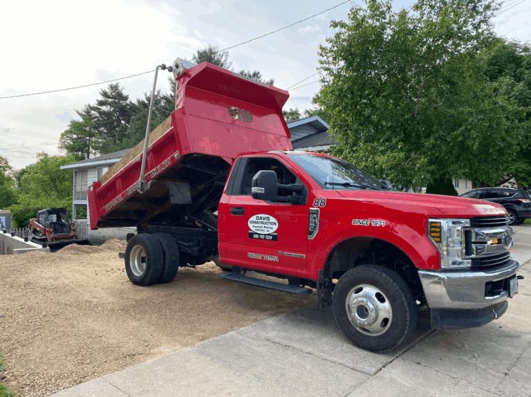 Truck delivering gravel